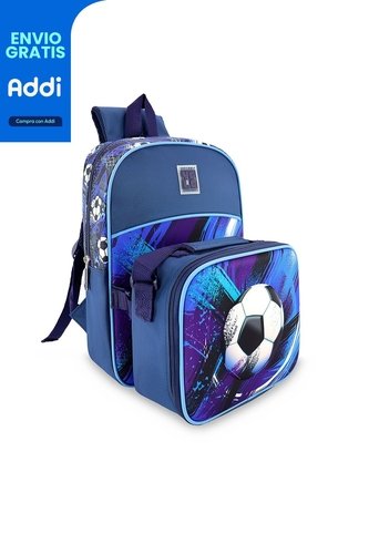 Morral + Lonchera Soccer Azul Rey Croydon Para Niño Croydon