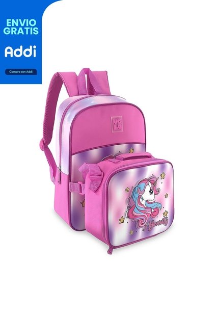 Morral + Lonchera Beauty Fucsia Croydon Para Niña