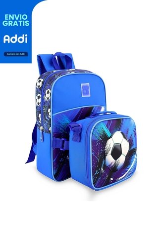 Morral + Lonchera Soccer Azul Croydon Para Niño Croydon
