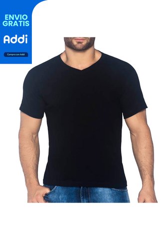 Camiseta Cuello V Negro Para Hombre Croydon Croydon