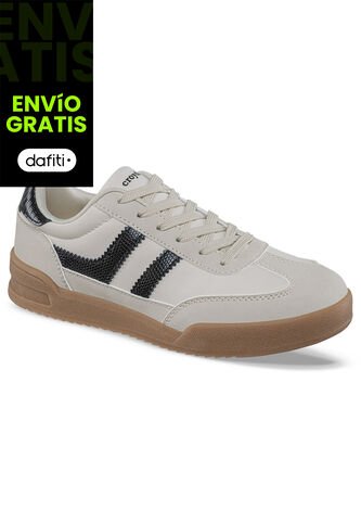 Tenis Casuales Lizon Beige-Negro Croydon Para Mujer Croydon