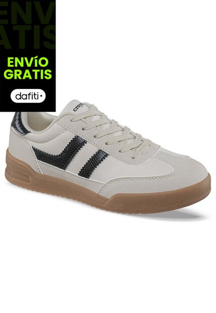 Tenis Casuales Lizon Beige-Negro Croydon Para Mujer