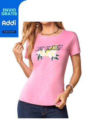 Camiseta Estampada Felicita Rosa Croydon Para Mujer Croydon