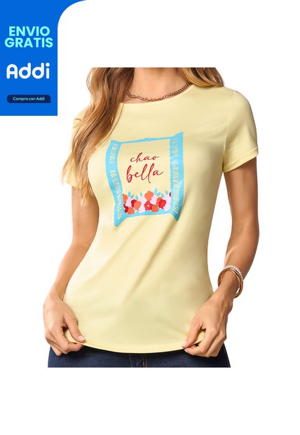 Camiseta Estampada Bella Amarillo Croydon Para Mujer