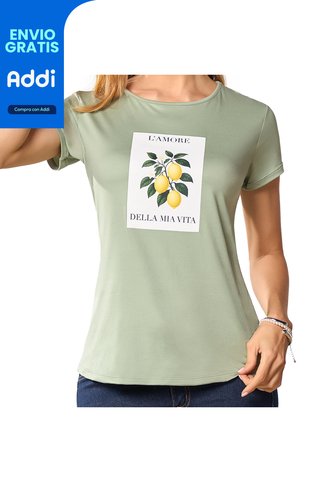 Camiseta Estampada Lamore Verde Claro Croydon Para Mujer Croydon