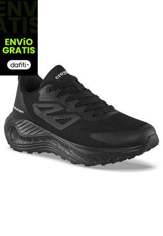 Tenis Running Oliban Negro-Negro Croydon Para Hombre Croydon