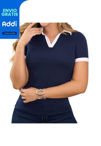Blusa Polo Luisa Azul Osc Croydon Para Mujer Croydon