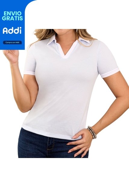 Blusa Polo Luisa Azul Celeste Croydon Para Mujer