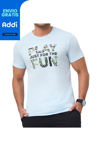 Camiseta Play Azul Celeste Croydon Para Hombre