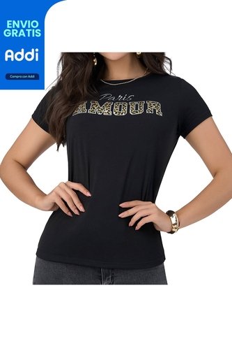 Camiseta Rochi Negro Croydon Para Mujer Croydon