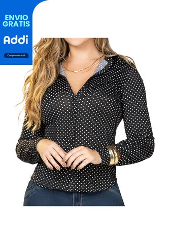 Blusa Polka Negro Croydon Para Mujer Croydon