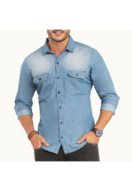 Camisa Pedro Azul Para Hombre Croydon
