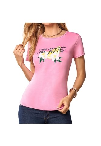 Camiseta Estampada Felicita Rosa Croydon Para Mujer Croydon
