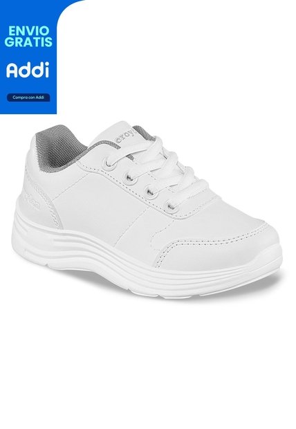Tenis Escolares Schoology C Blanco Para Niña Y Niño Croydon
