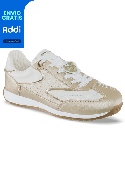 Tenis Urbanos Zuleika Beige-Oro Croydon Para Mujer