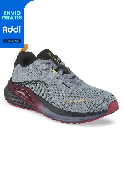 Tenis Running Neldra Gris-Vino Croydon Para Hombre