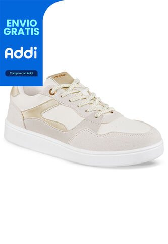 Tenis Urbanos Luccya Beige-Oro Croydon Para Mujer Croydon