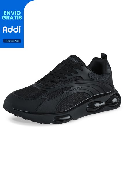 Tenis Running Bazef Negro-Negro Croydon Para Hombre