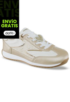 Tenis Urbanos Zuleika Beige-Oro Croydon Para Mujer