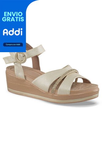 Sandalias Tacón Genoveva Oro Croydon Para Mujer Croydon