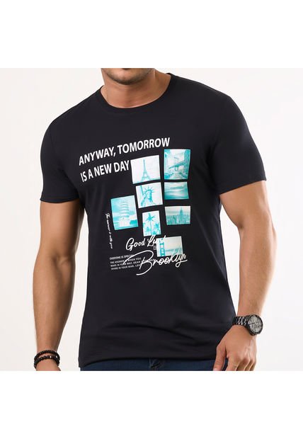 Camiseta Oscar Negro Para Hombre Croydon
