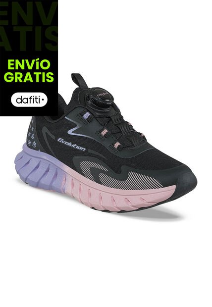 Tenis Running Pufit Negro Croydon Para Niña