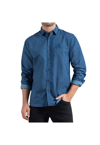 Camisa Deivid Azul Para Hombre Croydon