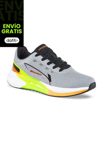 Tenis Running Bople Gris-Naranja Para Hombre Croydon Croydon