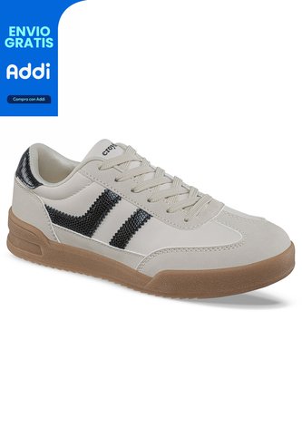 Tenis Casuales Lizon Beige-Negro Croydon Para Mujer Croydon