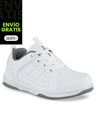 Tenis Colegio Leine C Blanco-Gris Para Niño Y Niña Croydon Croydon