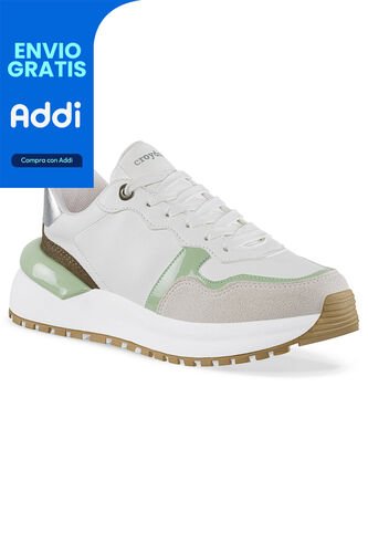 Tenis Urbanos Laudit Blanco-Verde Croydon Para Mujer Croydon