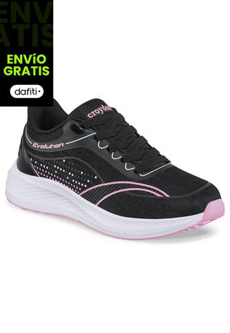 Tenis Running Sotta Negro-Rosa Para Niña Croydon Croydon