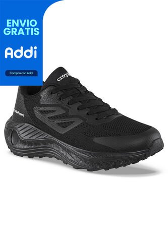 Tenis Running Oliban Negro-Negro Croydon Para Hombre Croydon