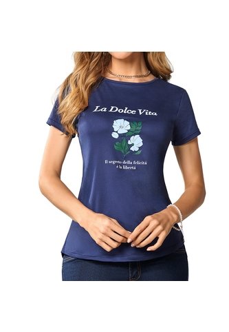 Camiseta Estampada Dolce Azul Osc Croydon Para Mujer Croydon