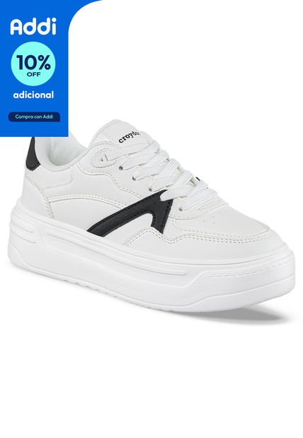 Tenis Urbanos Plitty Blanco-Negro Para Mujer Croydon