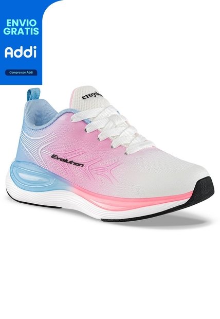 Tenis Running Onder Blanco-Rosa Croydon Para Niña