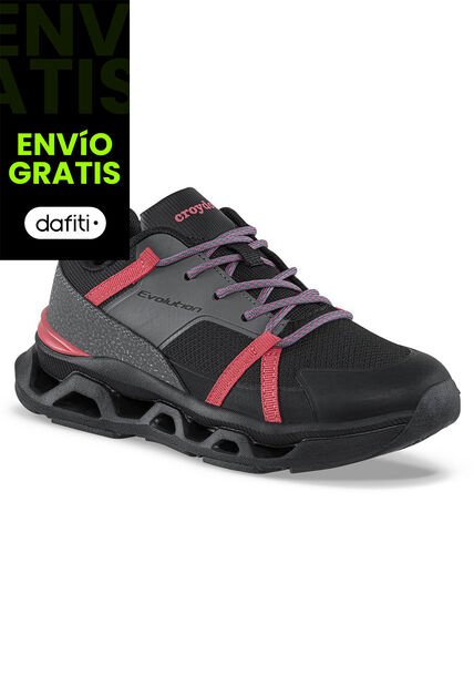 Tenis Running Manrol Negro-Negro Croydon Para Niña