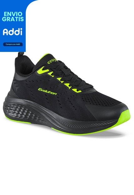 Tenis Running Armal Negro-Verde Croydon Para Hombre