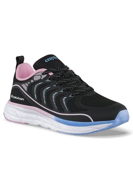Tenis Running Qorife Negro Croydon Para Niña