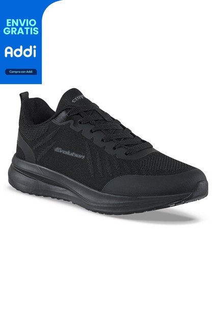 Tenis Running Deno Negro-Negro Croydon Para Hombre