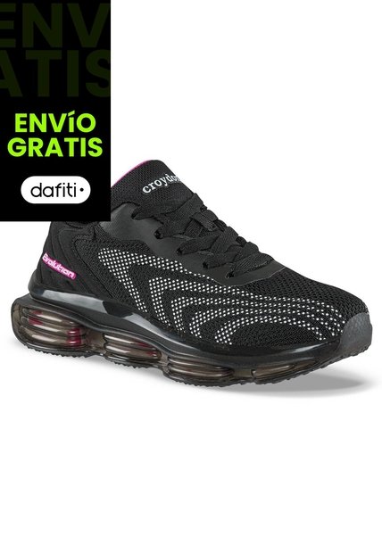 Tenis Running Ulorix Negro-Fucsia Croydon Para Niña