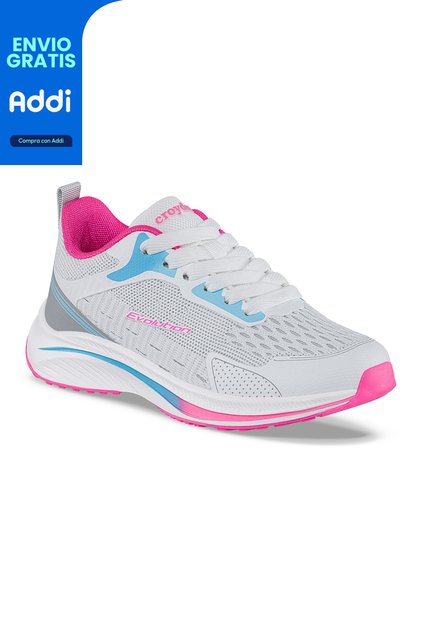 Tenis Running Tixmar Blanco-Fucsia Para Niña Croydon