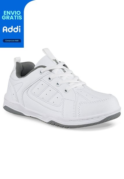 Tenis Colegio Leine C Blanco-Gris Para Niño Y Niña Croydon
