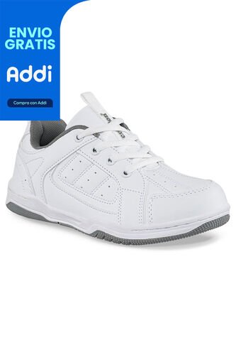 Tenis Colegio Leine C Blanco-Gris Para Niño Y Niña Croydon Croydon