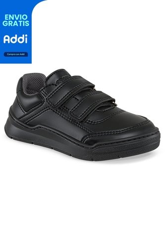 Tenis Colegio Roblo Velcro Negro Para Niño Y Niña Croydon Croydon