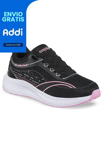 Tenis Running Sotta Negro-Rosa Para Niña Croydon Croydon