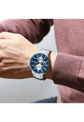 Reloj Curren 8481 Cronógrafo Tablero Azul - Plata