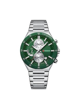 Reloj Curren 8481 Cronógrafo Tablero Verde - Plata