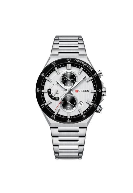 Reloj Curren 8481 Cronógrafo Tablero Blanco - Plata