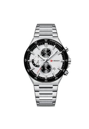 Reloj Curren 8481 Cronógrafo Tablero Blanco - Plata